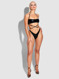 Onyx Corset Bandeau Swim Top - Fredricks of Hollywood