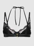 Onyx Leather & Lace Underwire Swim Top - Fredricks of Hollywood