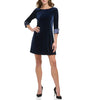  1 Pc 3/4 Cuff Sleeve Trap Velvet/Satin Dress Navy