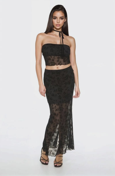 Floral Lace Tube Top & Skirt Set Floral Lace Tube Top & Skirt Set - Image 8