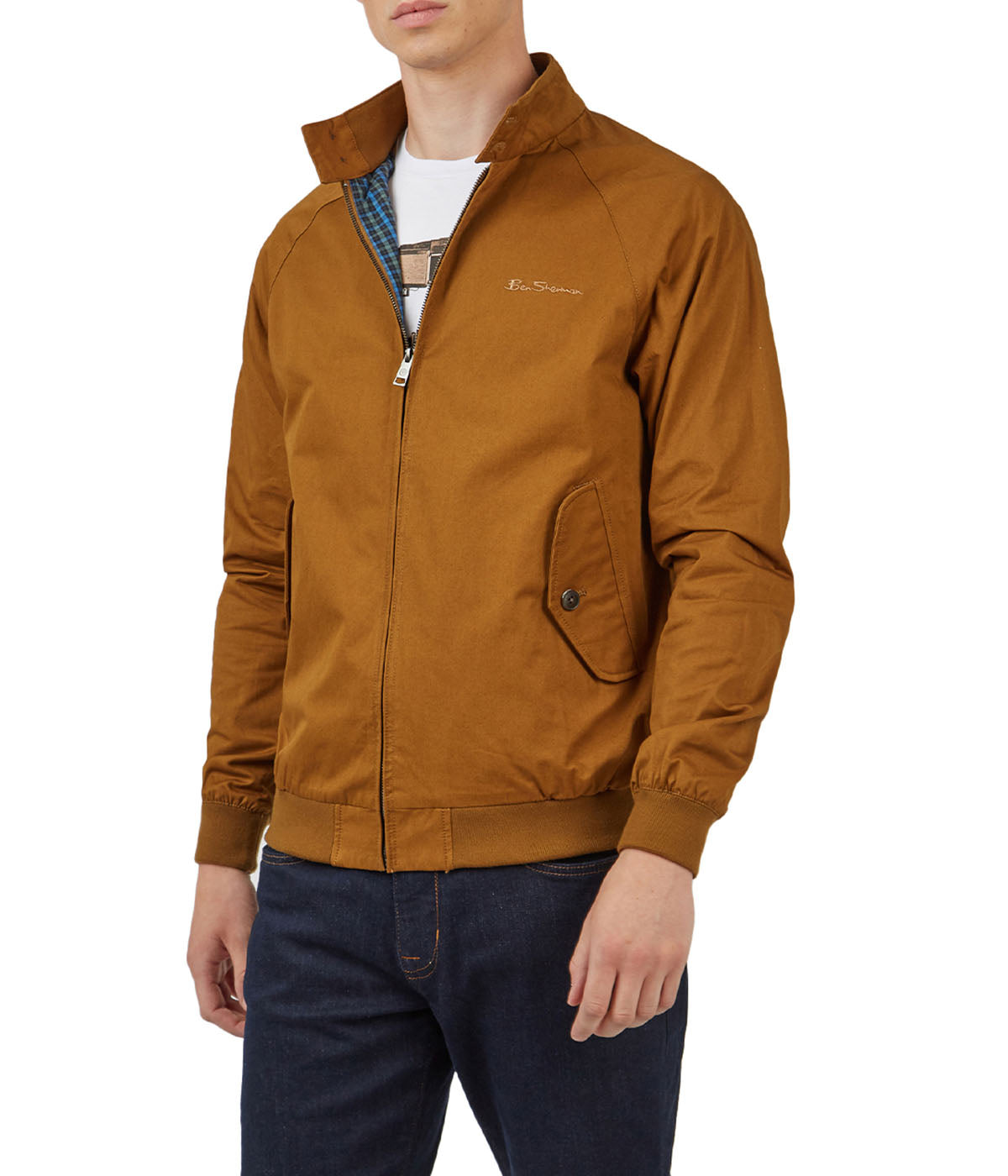 Signature Check Lined Harrington in Dark Navy - Ben Sherman UK Signature Check Lined Harrington in Dark Navy - Ben Sherman UK