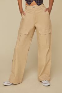 KHAKI Canvas Wide-Leg Cargo Pants, image 2