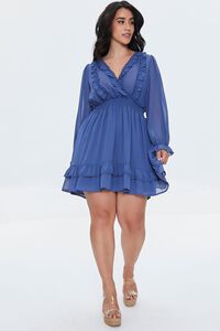 INDIGO Plus Size Ruffle-Trim Mini Dress, image 4