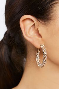 GOLD/CLEAR Rhinestone Hoop Earrings, image 1