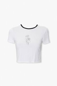 Floral Line Art Graphic Tee, image 1