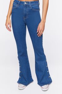 Button-Hem Flare Jeans, image 2