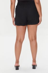 BLACK Plus Size Drawstring Paperbag Shorts, image 4