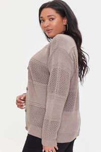 GREY Plus Size Open-Knit Cardigan Sweater, image 2
