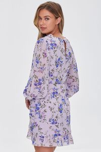 LAVENDER/MULTI Ruched Floral Print Mini Dress, image 2
