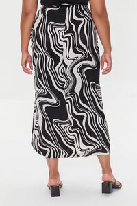 BLACK/CREAM Plus Size Marble Print Skirt, image 4