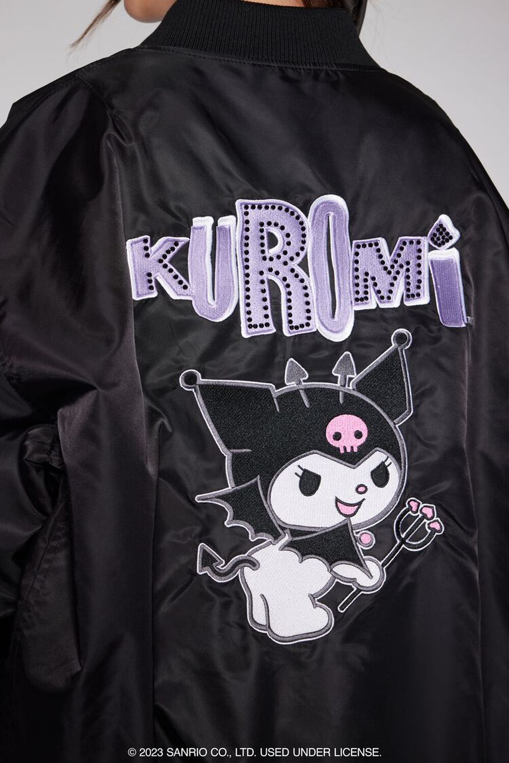 Forever 21 Women's Rhinestone Hello Kitty Bomber Jacket in Black Small | F21