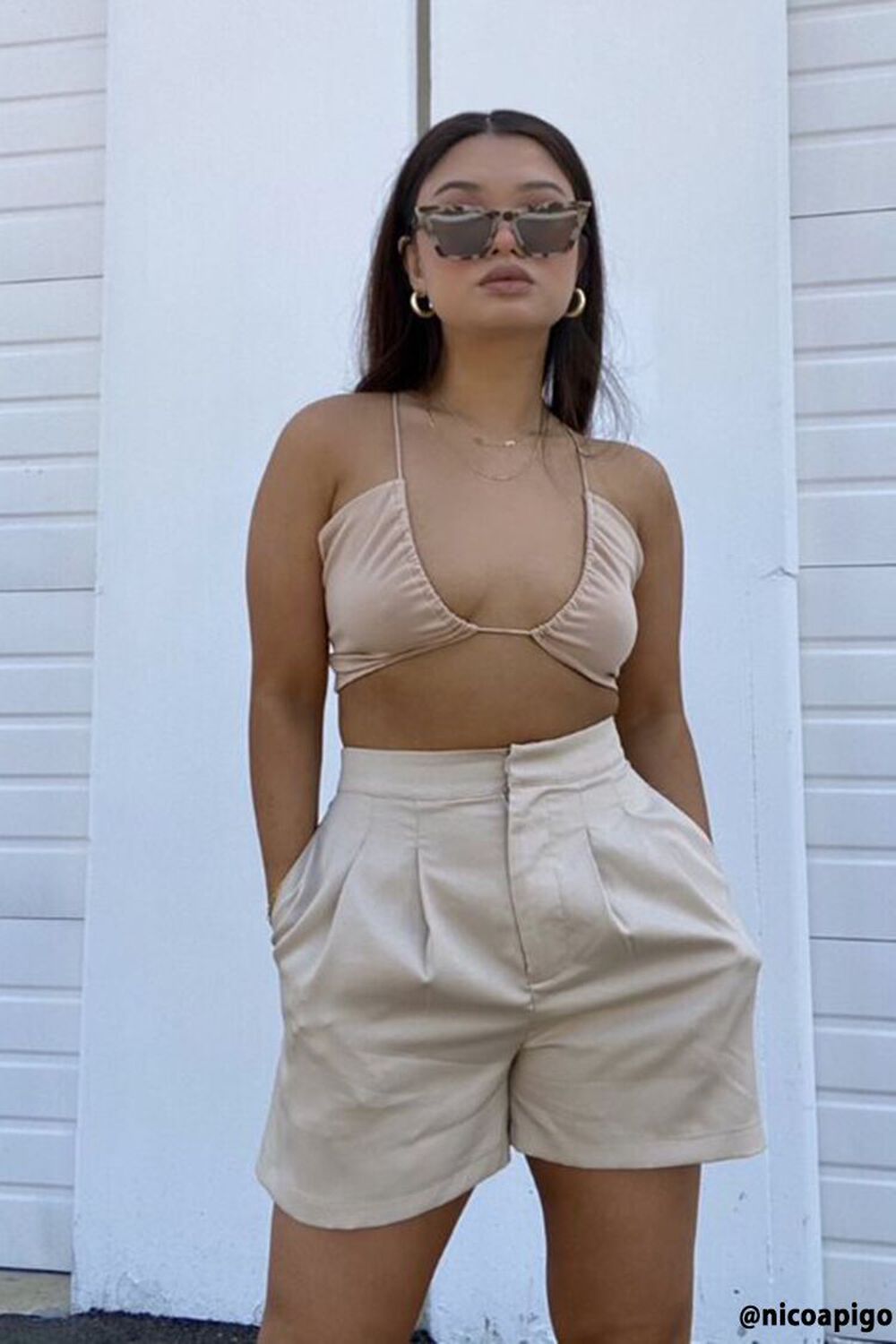TAUPE Cropped Halter Top, image 1