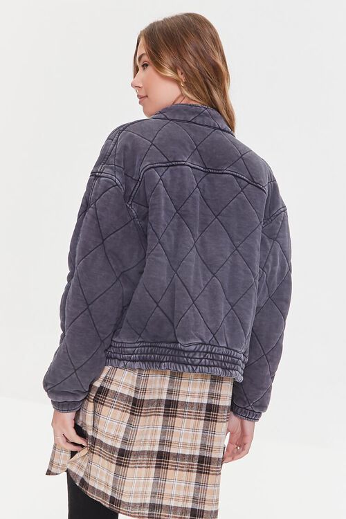 CHARCOAL Quilted Mineral Wash Zip-Up Jacket, image 3