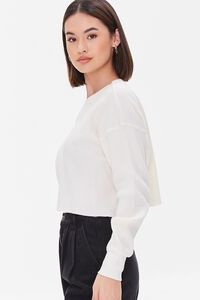 IVORY Ribbed Knit Cropped Sweater, image 2