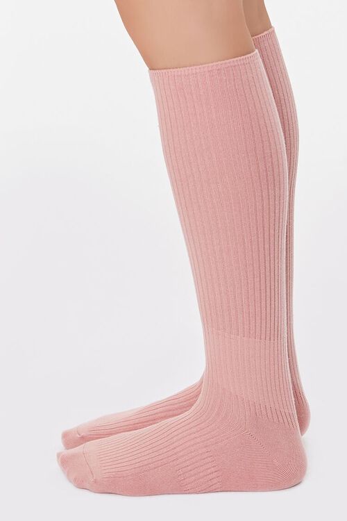 PEACH  Ribbed Knee-High Socks, image 2