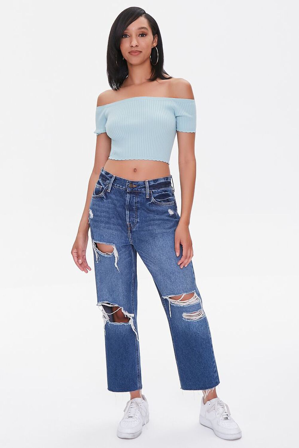 Sweater-Knit Off-the-Shoulder Crop Top