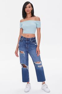 MINT Sweater-Knit Off-the-Shoulder Crop Top, image 4