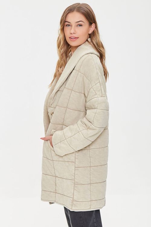 TAN Quilted Longline Jacket, image 2