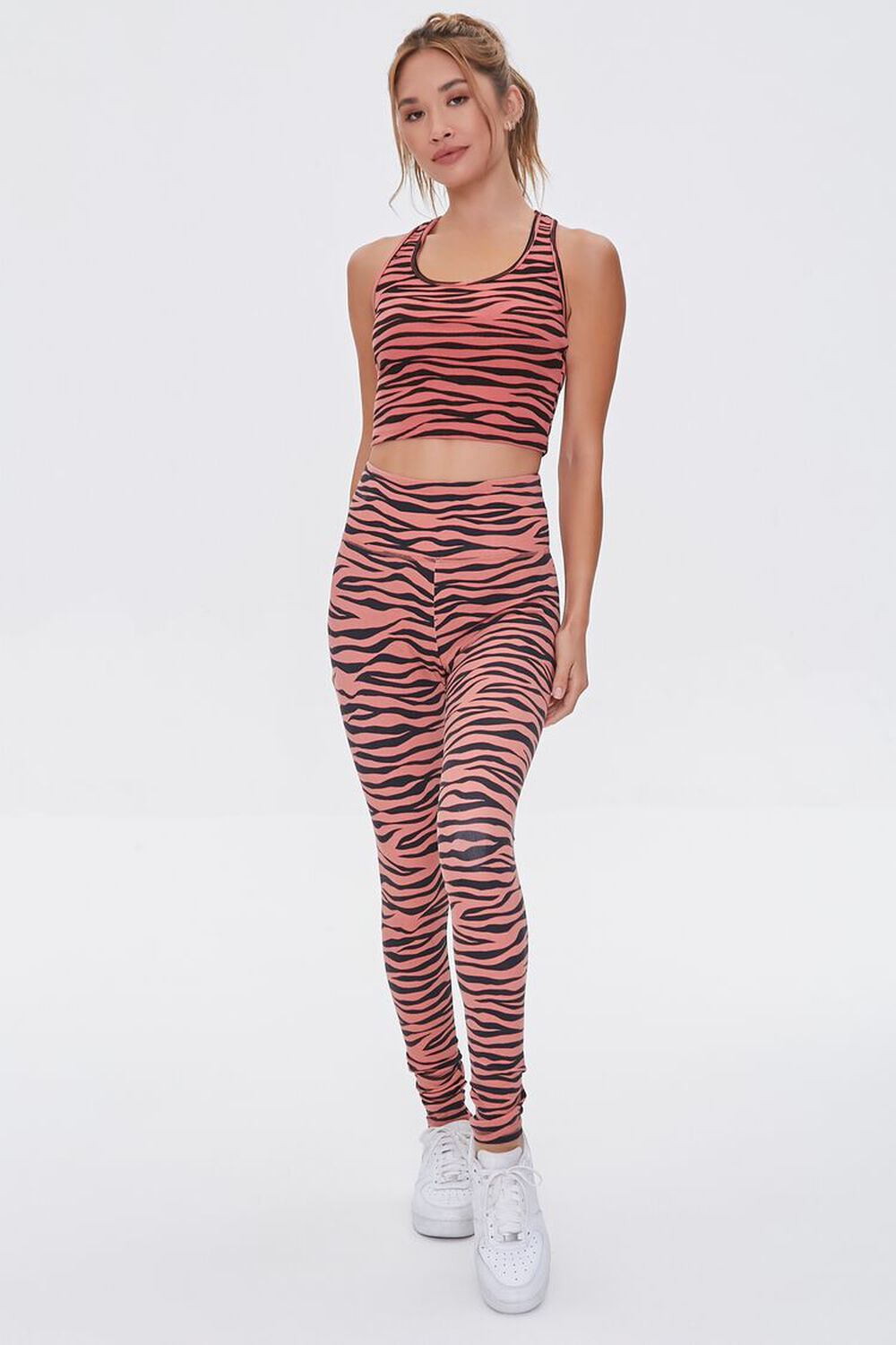 ROSE/BLACK Active Tiger Striped Leggings, image 1