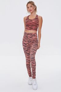 ROSE/BLACK Active Tiger Striped Leggings, image 1