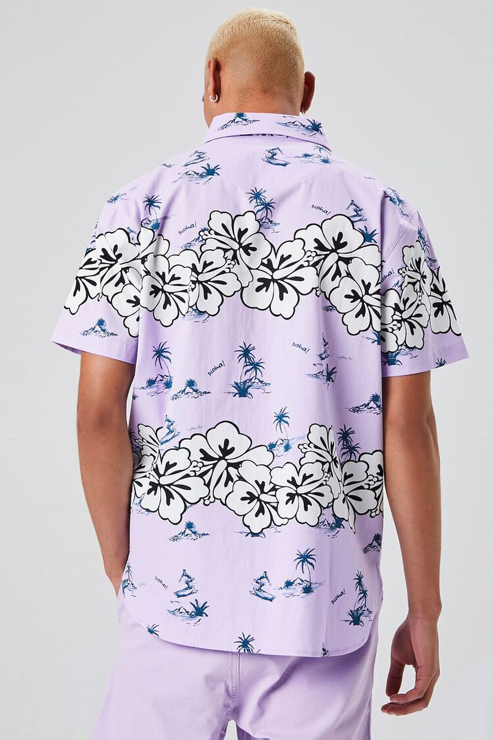 PURPLE/WHITE Tropical Floral Print Shirt, image 3