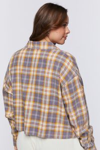 NAVY/GOLD Plus Size Plaid Drop-Sleeve Shirt, image 3