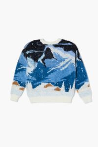 WHITE/MULTI Kids Fuzzy Mountain Graphic Sweater (Girls + Boys), image 2
