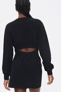 BLACK French Terry Cutout Dress, image 4
