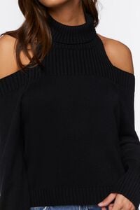 BLACK Open-Shoulder Turtleneck Sweater, image 5