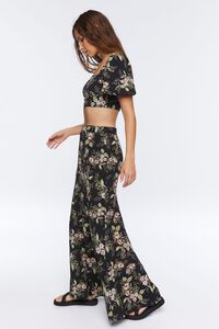 BLACK/MULTI Floral Print Crop Top & Skirt Set, image 2