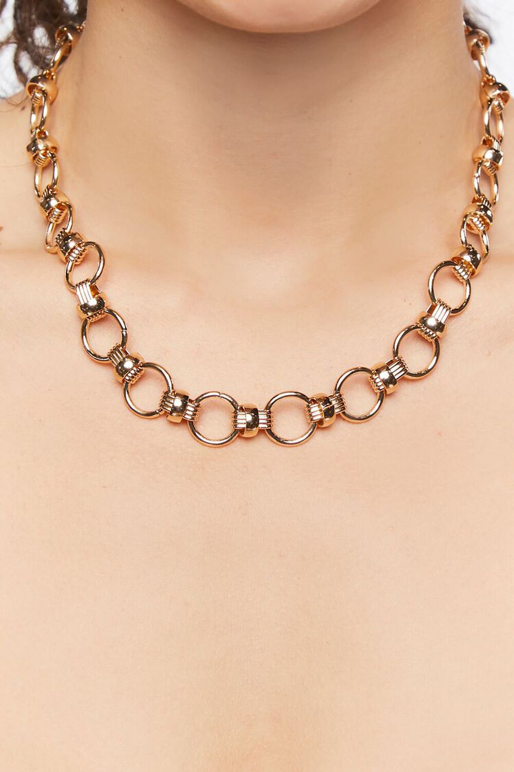 GOLD Chunky Circle Chain Necklace, image 1