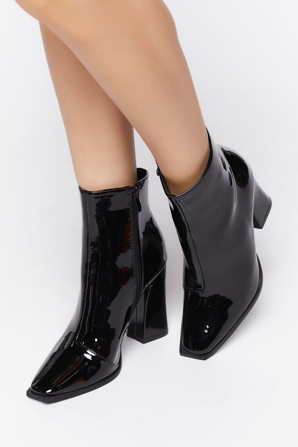 Faux Patent Leather Booties