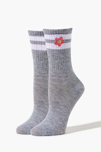 Embroidered Floral Crew Socks, image 1