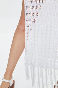 WHITE Crochet Tassel-Trim Midi Dress, image 5