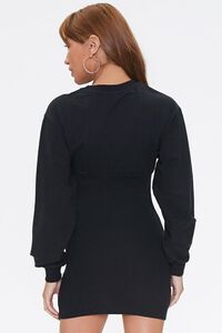 BLACK French Terry Bodycon Dress, image 3