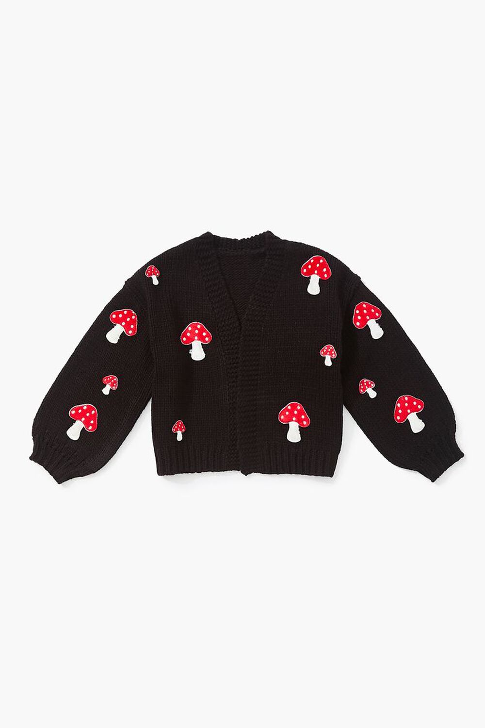 BLACK/MULTI Girls Mushroom Cardigan Sweater (Kids), image 1