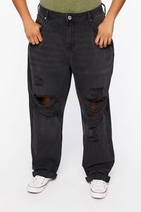WASHED BLACK Plus Size Recycled Cotton Baggy Jeans, image 2