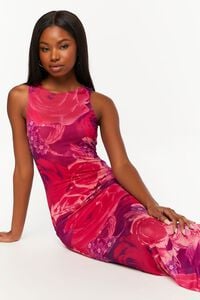 PINK/MULTI Mesh Floral Print Sleeveless Maxi Dress, image 1