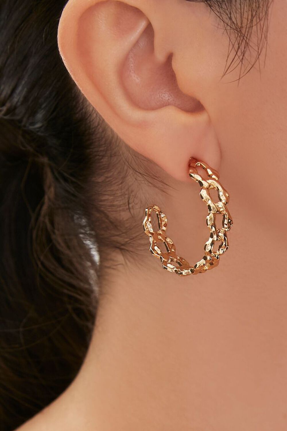 GOLD Upcycled Curb Chain Hoop Earrings, image 1