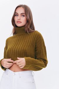 BROWN Ribbed Turtleneck Sweater, image 1