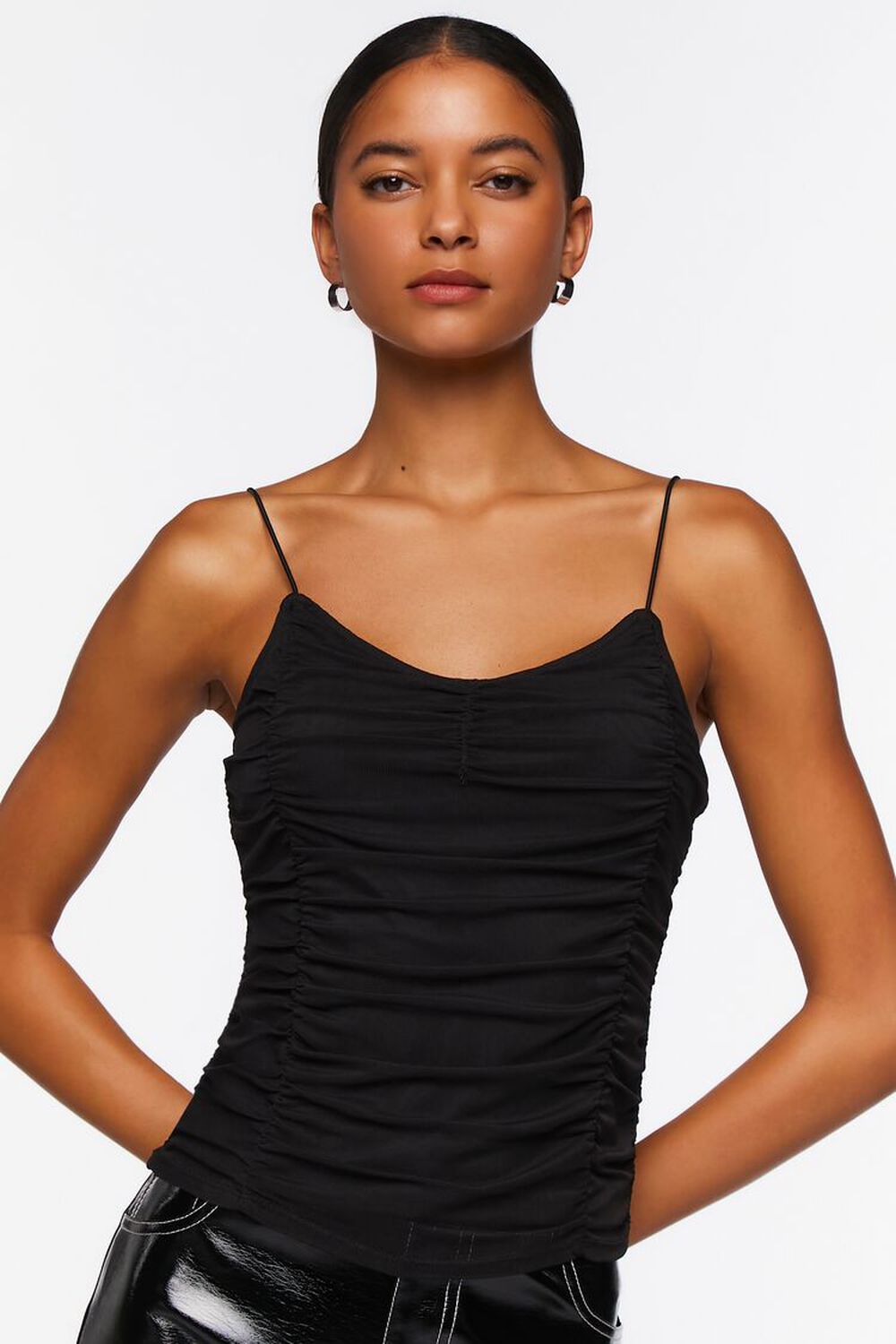 BLACK Fitted Ruched Cami, image 1