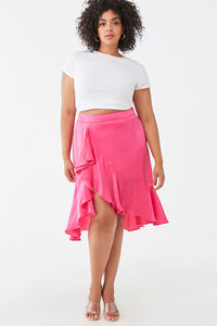 Plus Size Satin High-Low Skirt, image 5
