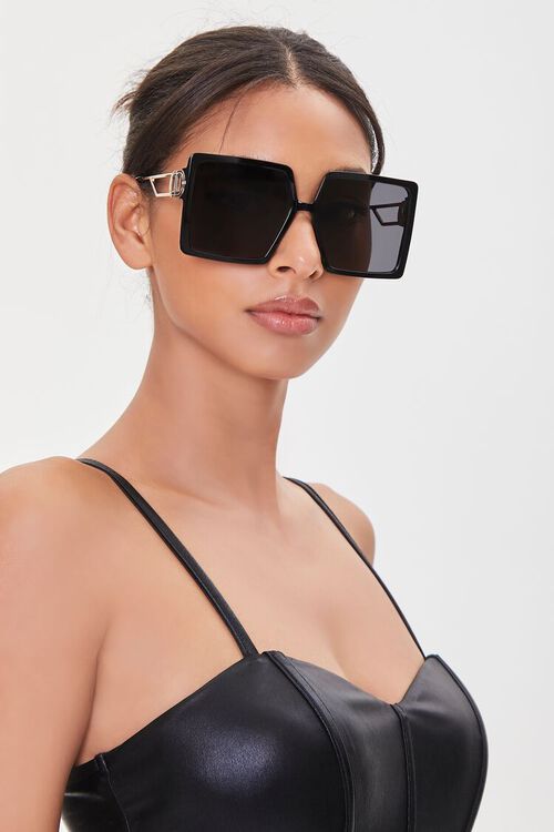 GOLD/BLACK Oversized Square Sunglasses, image 1