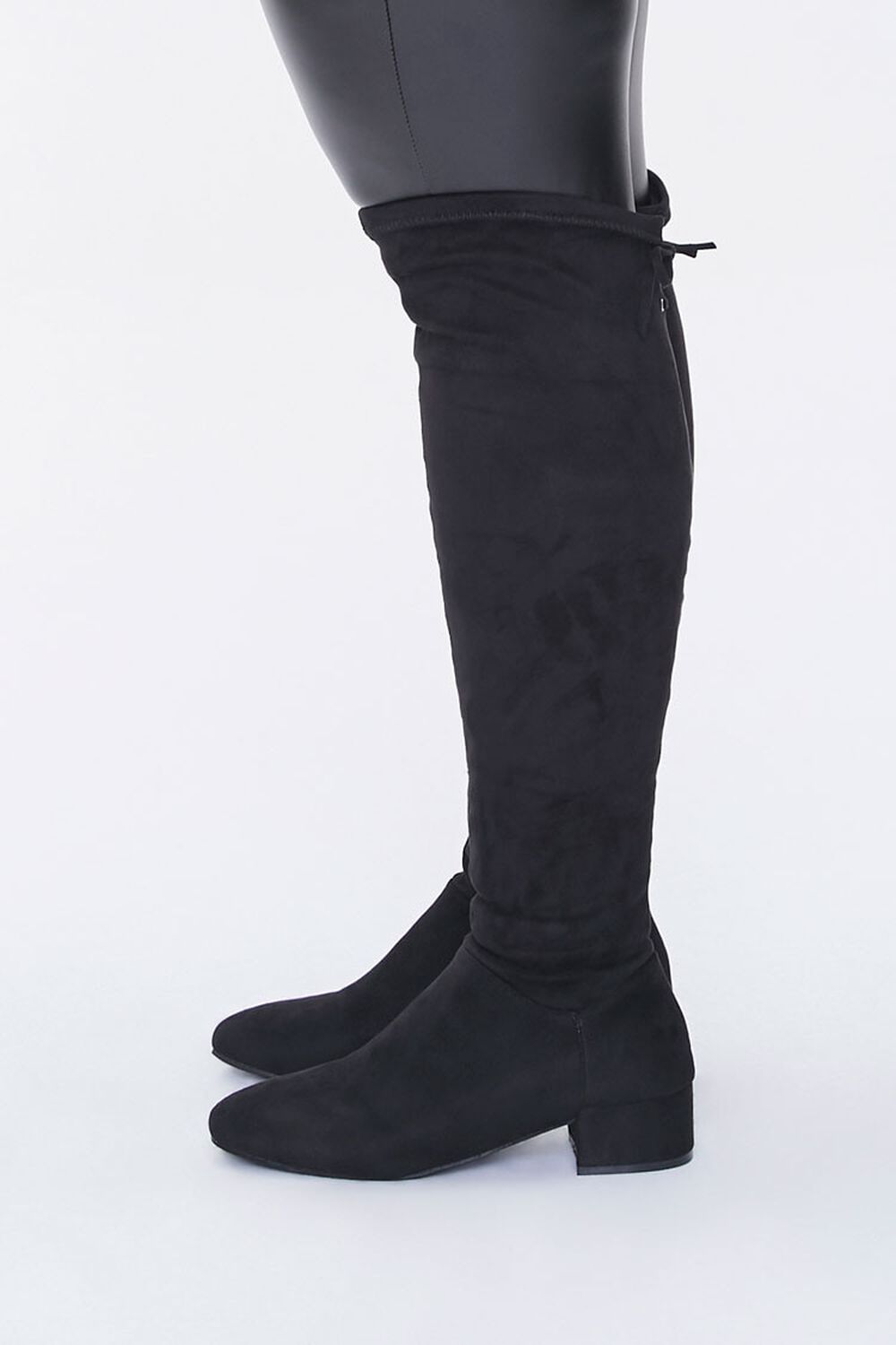 BLACK Faux Suede Knee Boots (Wide), image 2