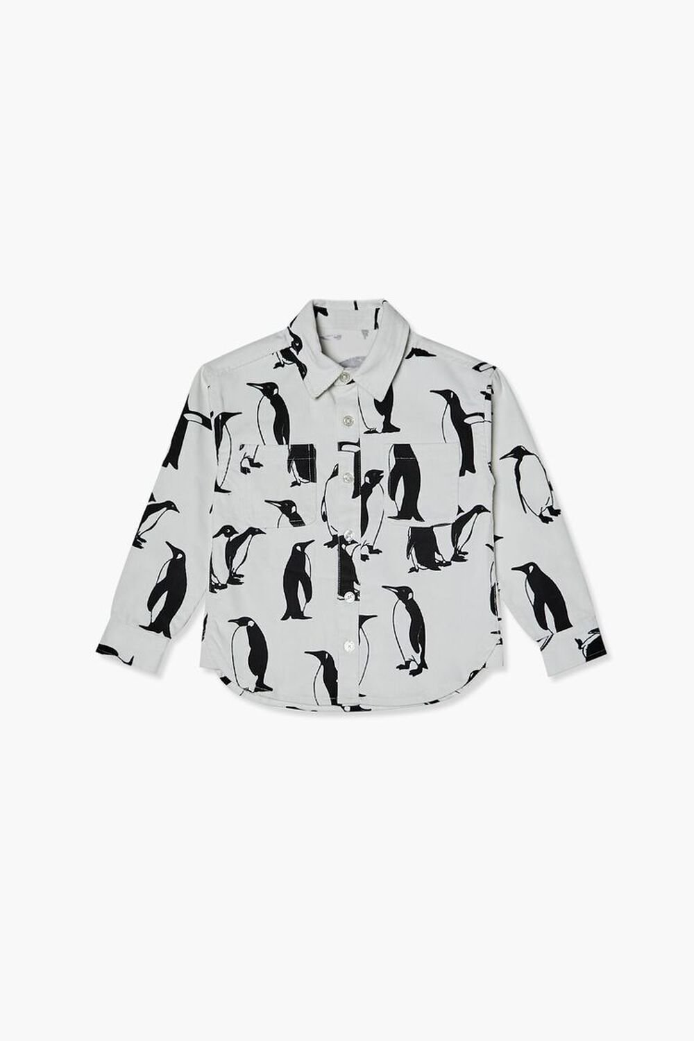 CREAM/BLACK Kids Penguin Print Shirt (Girls + Boys), image 1