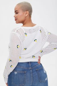 CREAM/MULTI Plus Size Lemon Cardigan Sweater, image 3