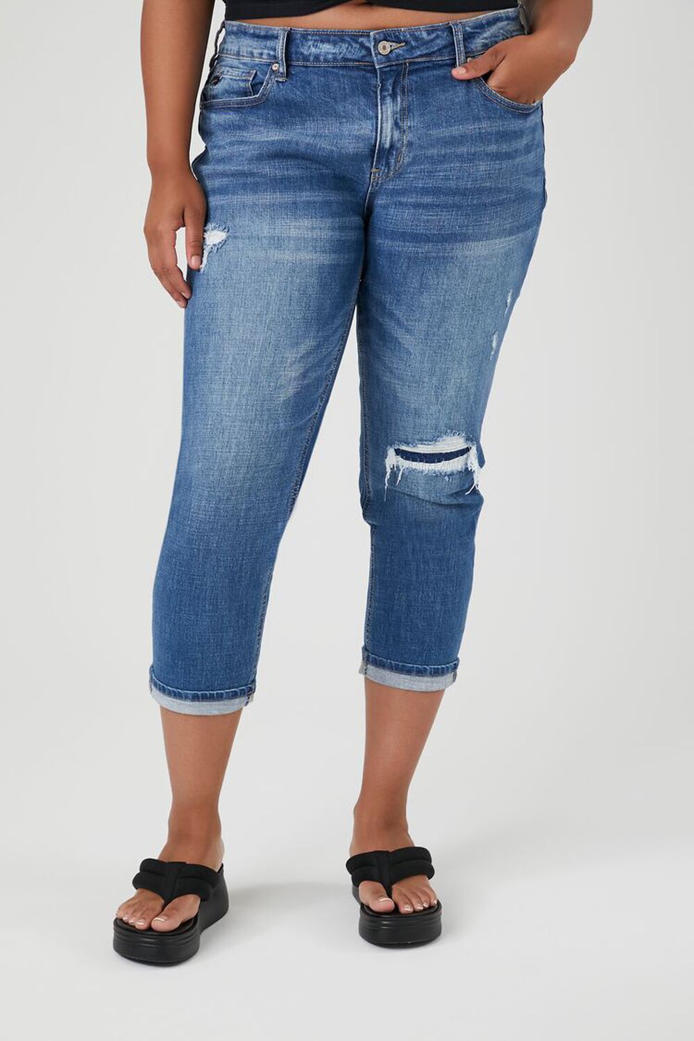 Plus Size Distressed Skinny Ankle Jeans