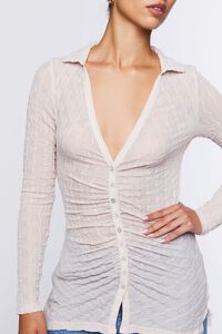 SILVER Textured Ruched Shirt, image 5