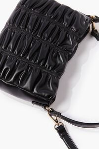 BLACK Ruched Faux Leather Crossbody Bag, image 4