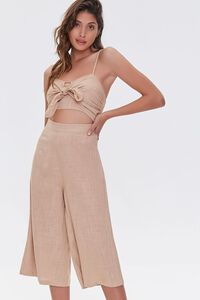 NATURAL Knotted Cutout Culotte Jumpsuit, image 1